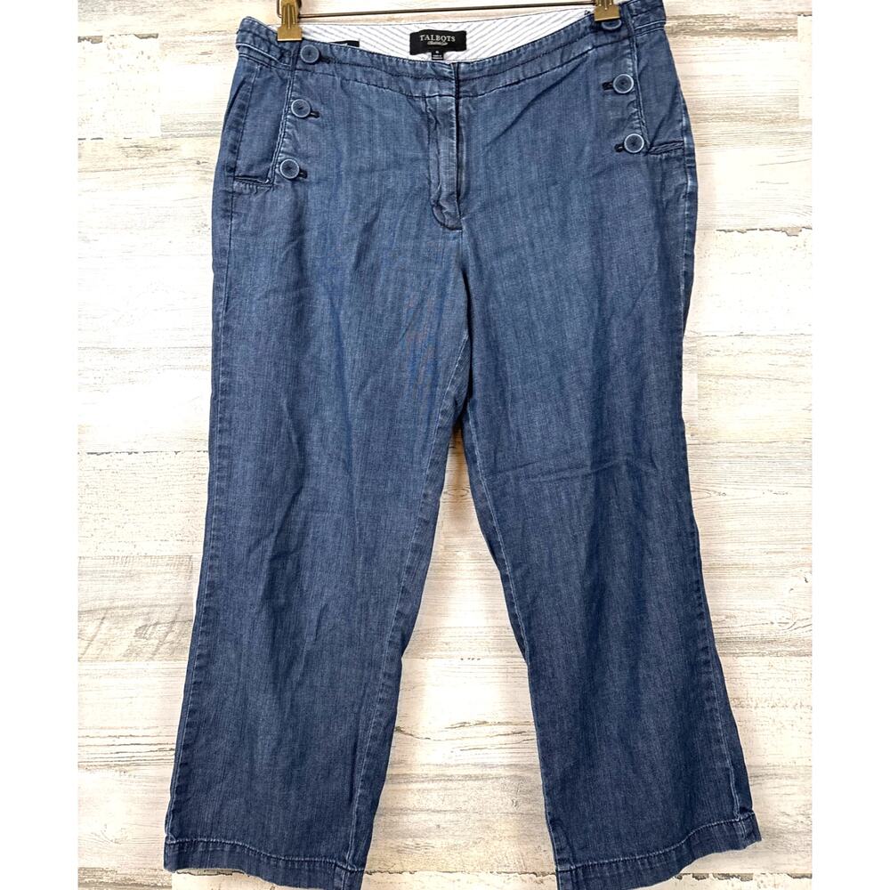 Talbots Womens 6 Blue Signature Denim Sailor Cropped Jeans Coastal Preppy